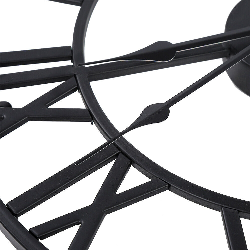 60cm Roman Numeral Wall Clock Indoor Outdoor Garden Metal 60CM Round Face Black