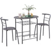Grey 3PC Dining Table 2 Chairs Set for Kitchen Dining Room Furniture Steel Frame