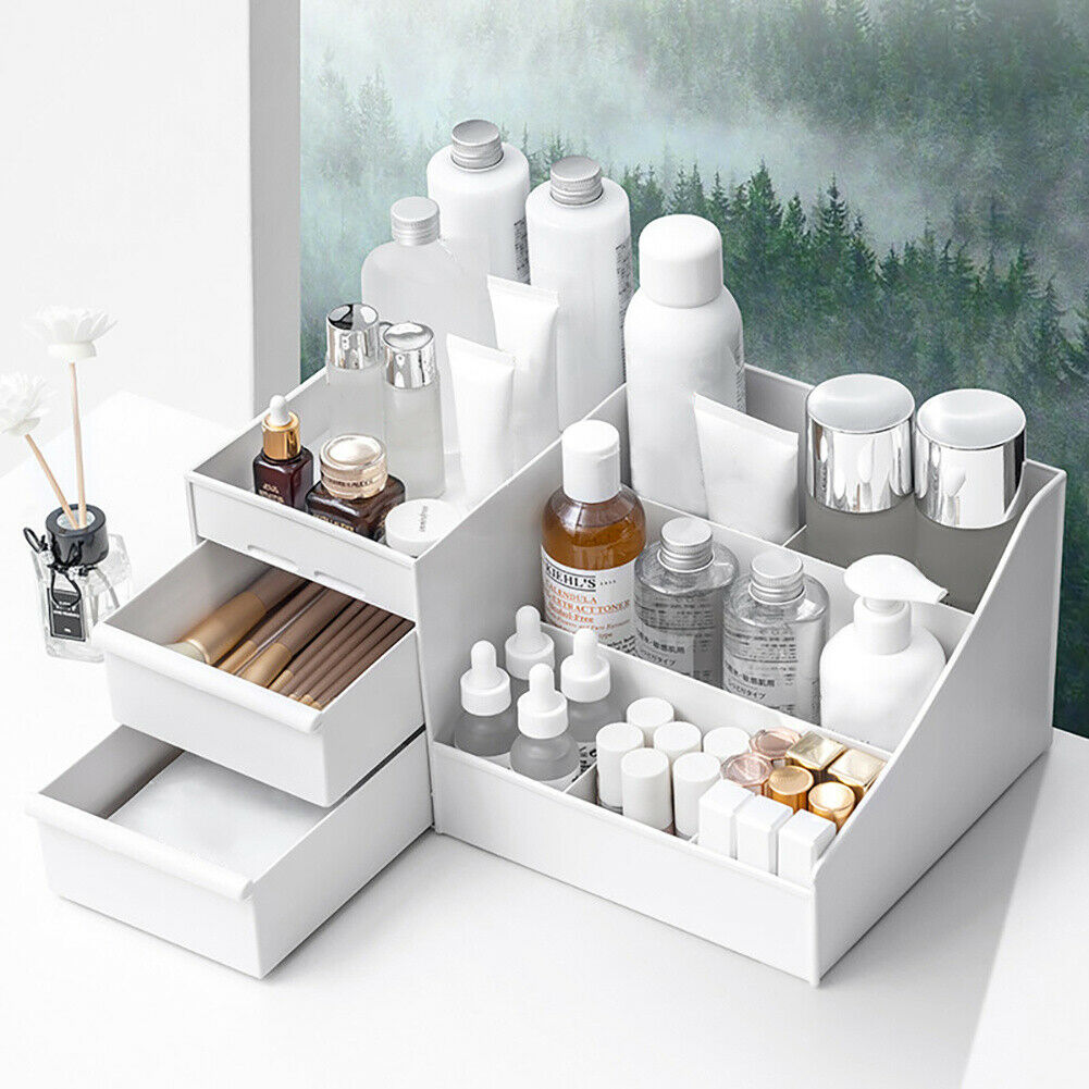 Dressing Table Makeup Cosmetic Organizer Case Storage Display Holder With Drawer