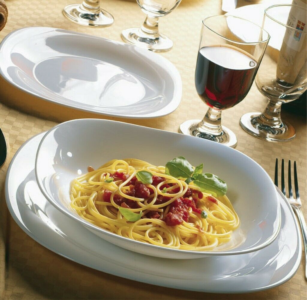 Bormioli Parma 18pc Square Dinner Service Set Opal Glass Dinnerware Dining Plate