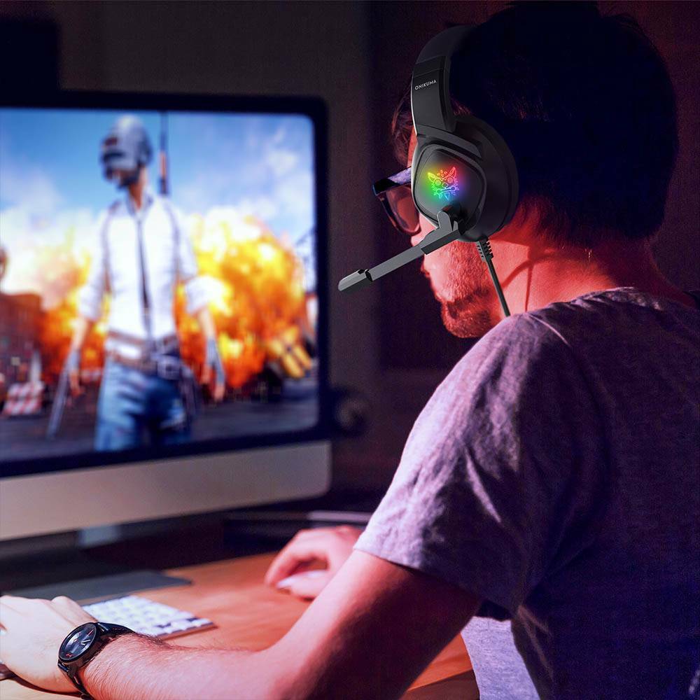 Gaming Headset Wired LED Headphones with Mic For Laptop PS4 Slim Xbox One X S