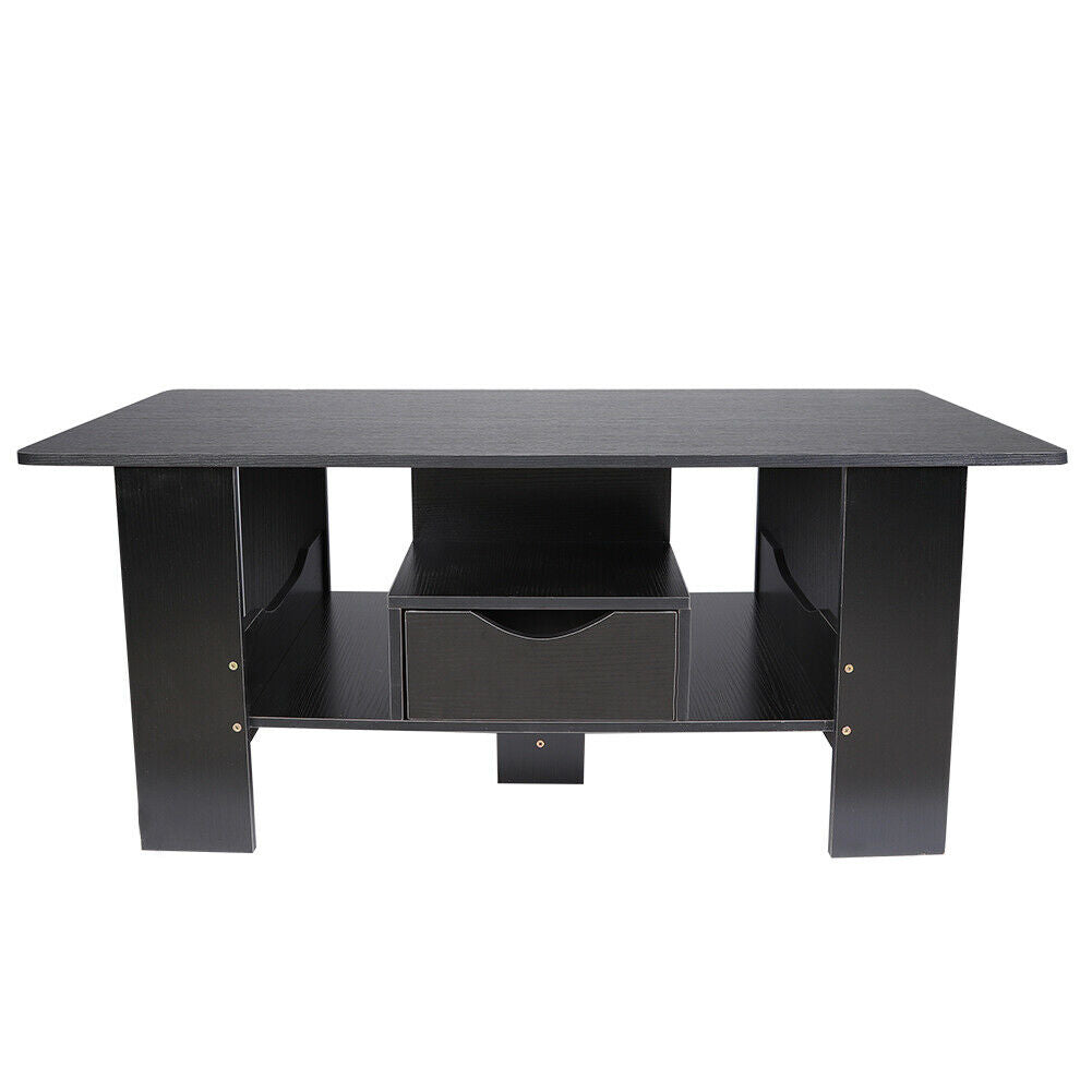 Black Classic Sofa Side Table Coffee Tea Desk with Drawer Living Room Furniture