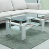 Rectangle Glass Coffee Table Modern Living Room Furniture Top Lower Shelf Chrome