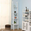 4-Tier Wood Ladder Shelf, Standing Wall Rack, Bookcase Display Shelf White Black