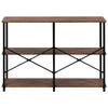 3-Tier Console Table Wodd Sofa Table Steel Frame Industrial Storage Shelf Brown
