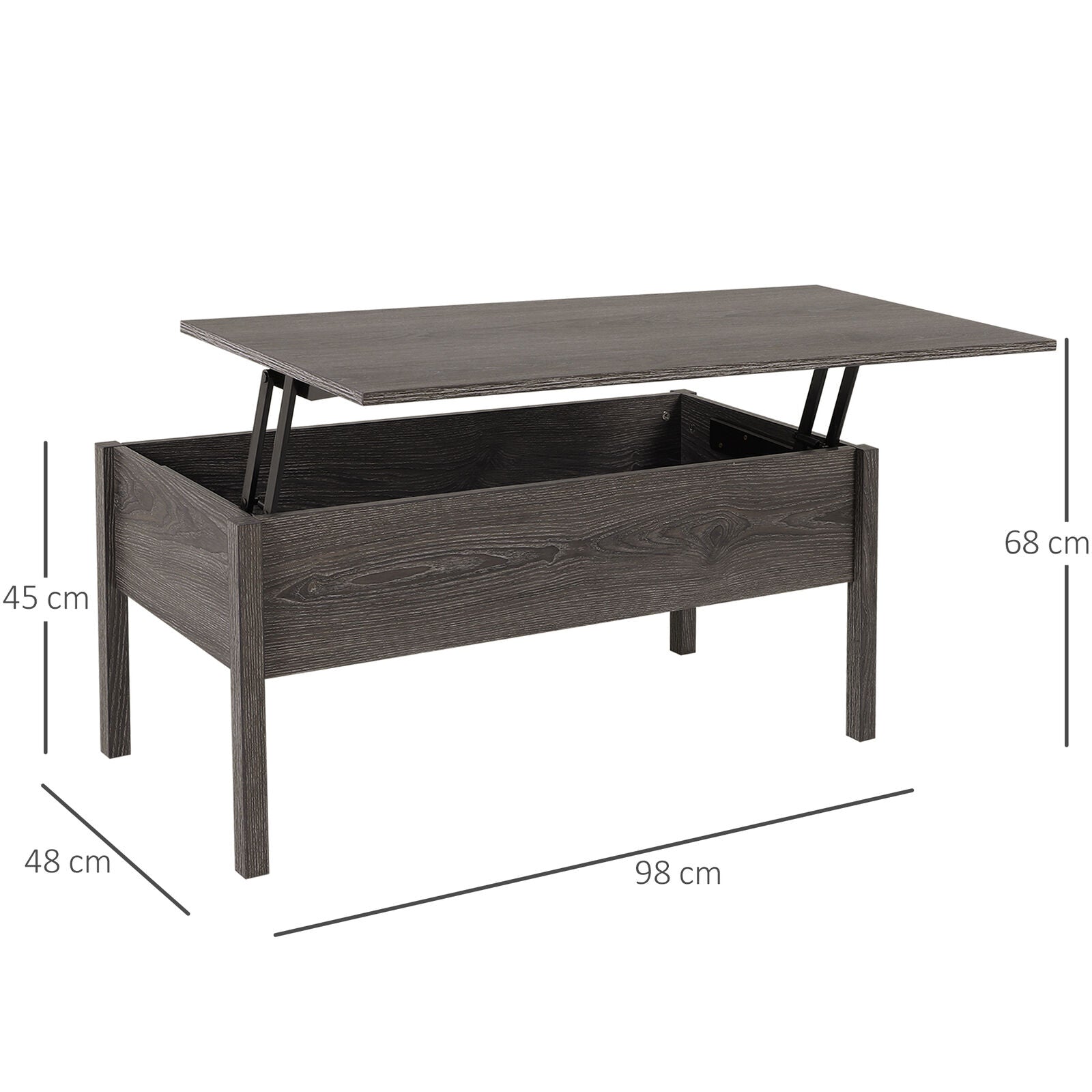 Modern Lift Top Coffee Table with Hidden Storage Floating Extendable Desk Tan