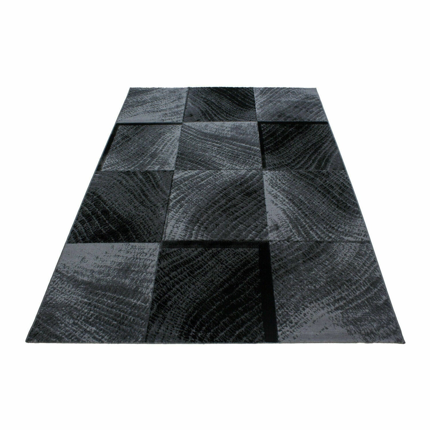 CHECK 8003 MODERN DESIGN RUG BLACK GREY SOFT LARGE FLOOR BEDROOM CARPET RUGS