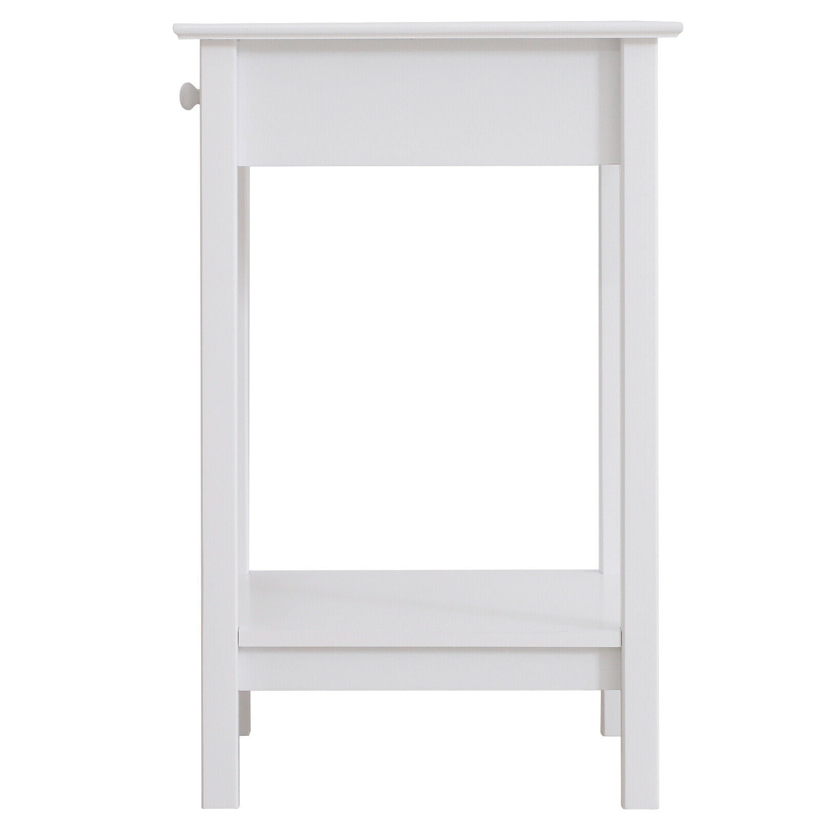 Wooden Bedside Table Cabinet W/ Drawer Shelf Storage End Side White