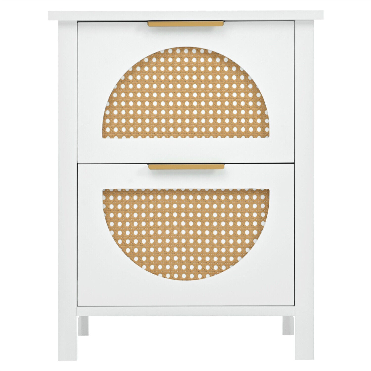 2 Drawer Rattan Bedside Tables Set of 2 Cabinet Bedroom Storage Nightstand HZ