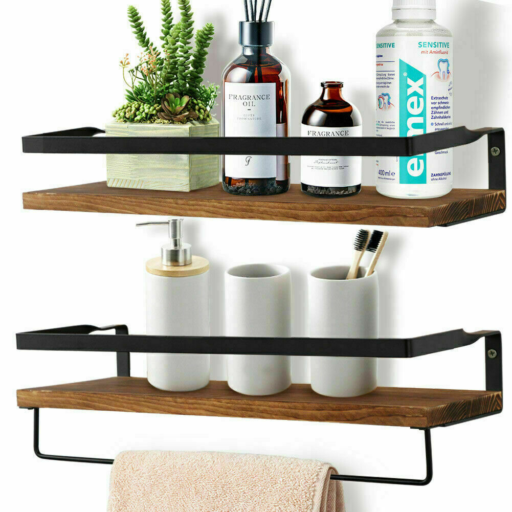 2X Wood Floating Shelf Wall Mounted Hanging Rack Display Rustic Storage Shelves