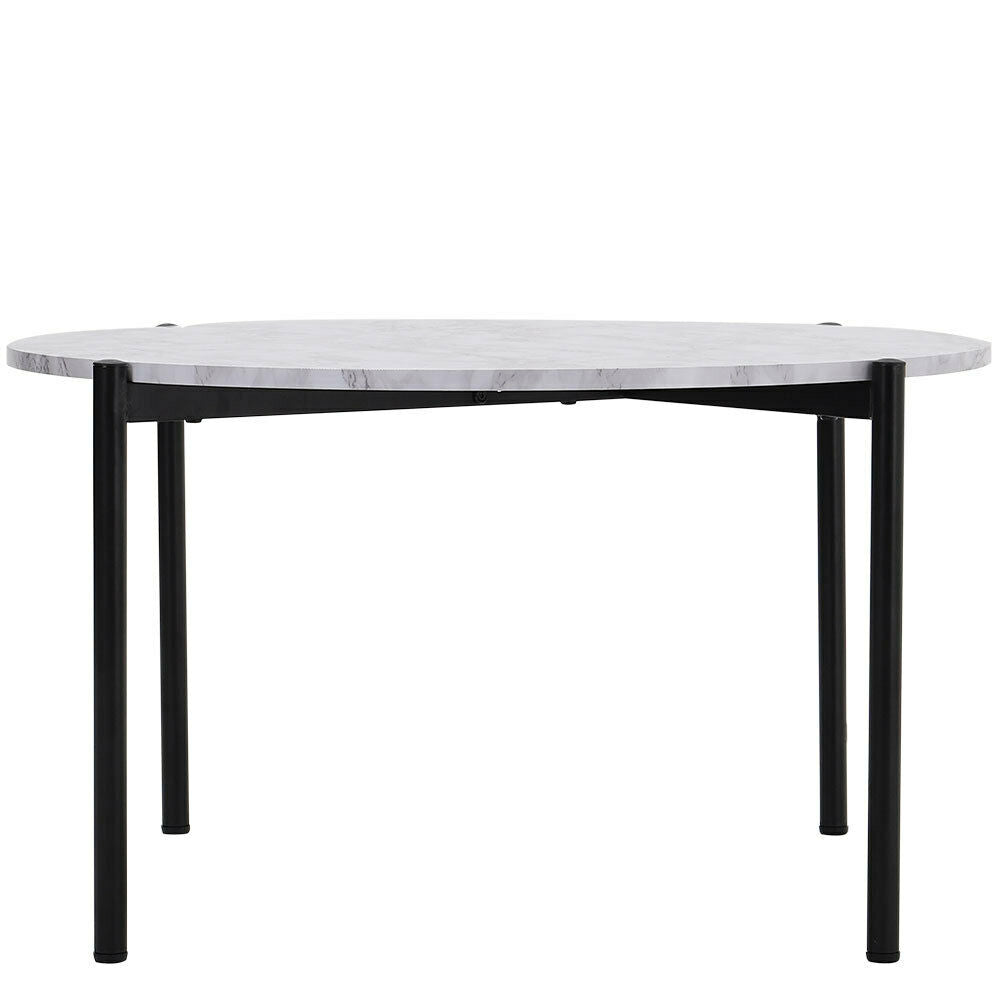 Round Coffee Table Marble Effect Living Room Sofa Side Table With Metal Legs