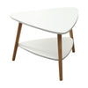 2 Tier Triangle Coffee Table with Solid Wood Legs Living Room Furniture Modern