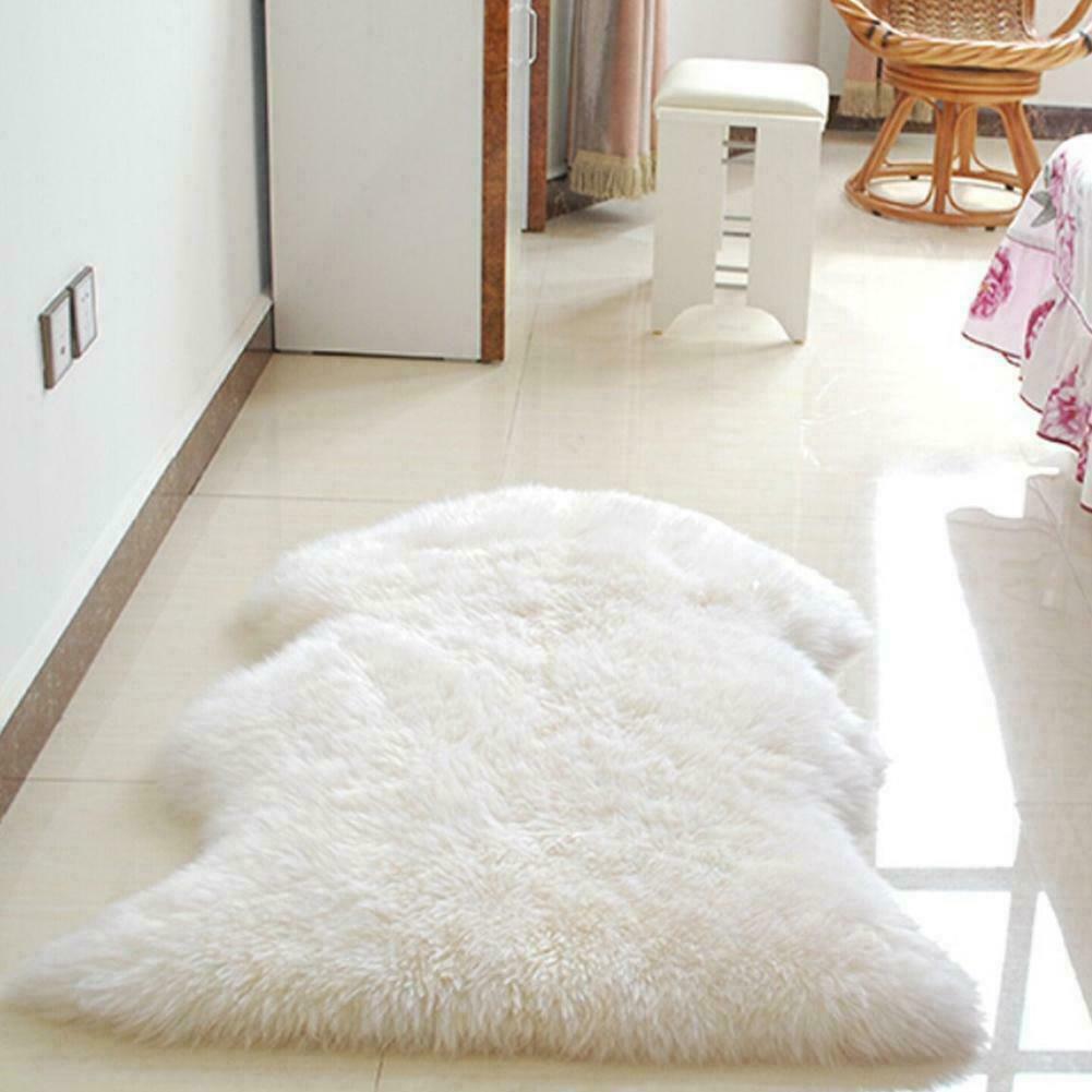 Fluffy Faux Fur Sheepskin Rug Large Hairy Carpet Bedroom Rugs Pad Soft Pile Rug