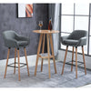2 PCs Modern Upholstered Fabric Bucket Seat Bar Stools w/ Wood Legs Grey