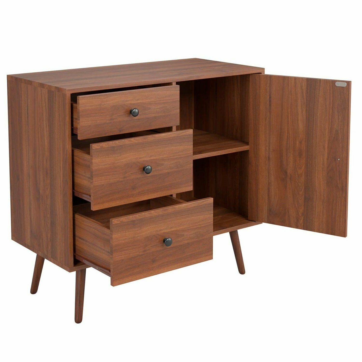 Oak Sideboard Buffet Solid Wood with Door 3 Drawers Storage Cupboard Dining Home