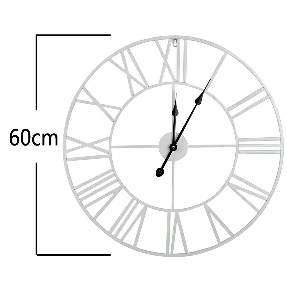 EXTRA LARGE ROMAN NUMERALS SKELETON WALL CLOCK BIG OPEN FACE ROUND 40/60/80CM