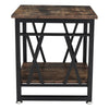 2 Tier Side End Table Industrial Rustic Wood Metal Bedside Nightstand Lamp Table