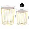 Modern Style 2 Pack Wood Metal Bedside Table w/ Storage - Gold Color Base