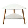 2 Tier Triangle Coffee Table with Solid Wood Legs Living Room Furniture Modern