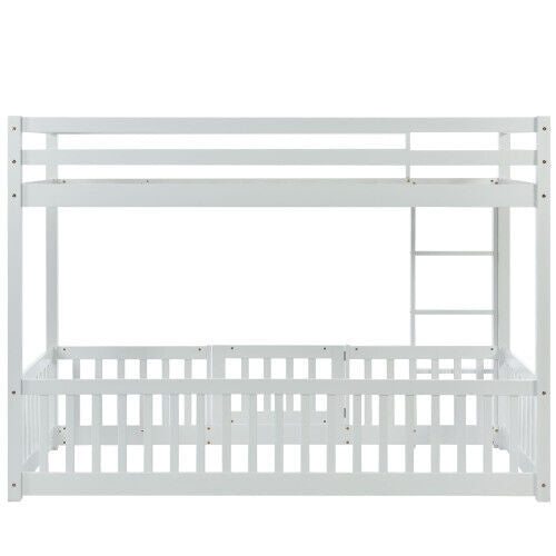 3ft Bunk Beds Cabin Wood Bed Frame Kids Children Sleeper with Fences & Ladder HT