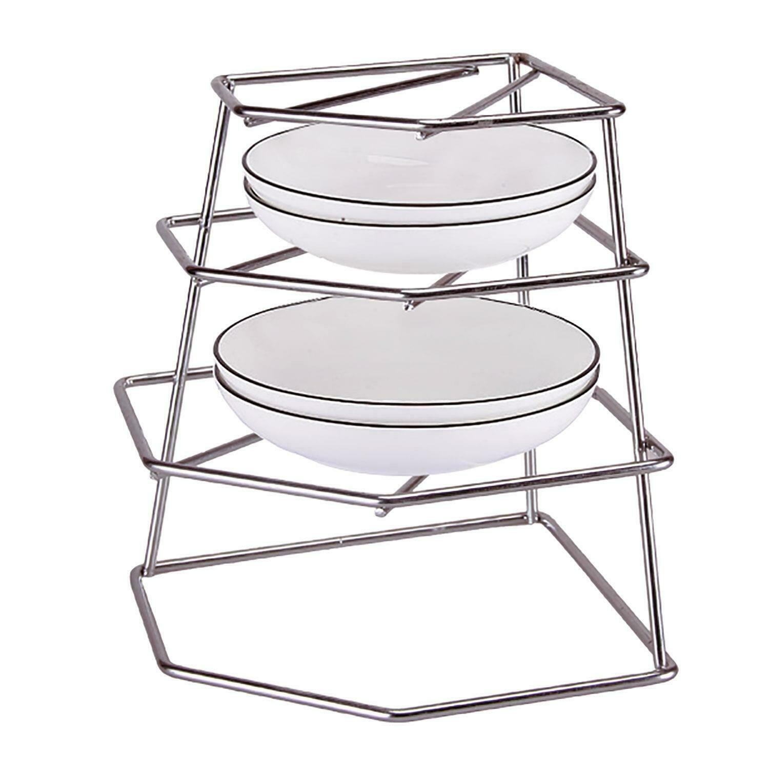 3/4 TIER CORNER KITCHEN PLATE RACK HOLDER STAND TIDY STORAGE ORGANISER INSERT