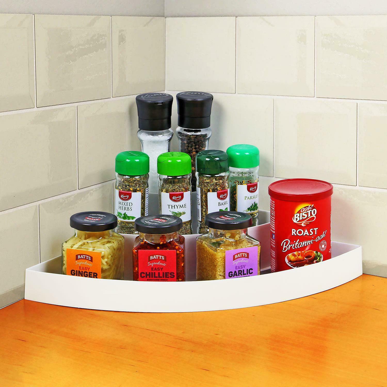 3 Tier Kitchen Shelf Pantry Storage Can Spice Jar Rack Plastic Shelves Organiser