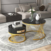 Modern Coffee Table Nesting Set of 2 Side Table Golden Frame Marble Effects HT