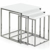 Nest of 3 Tables White Chrome Set Coffee Side Lamp Living Room Units