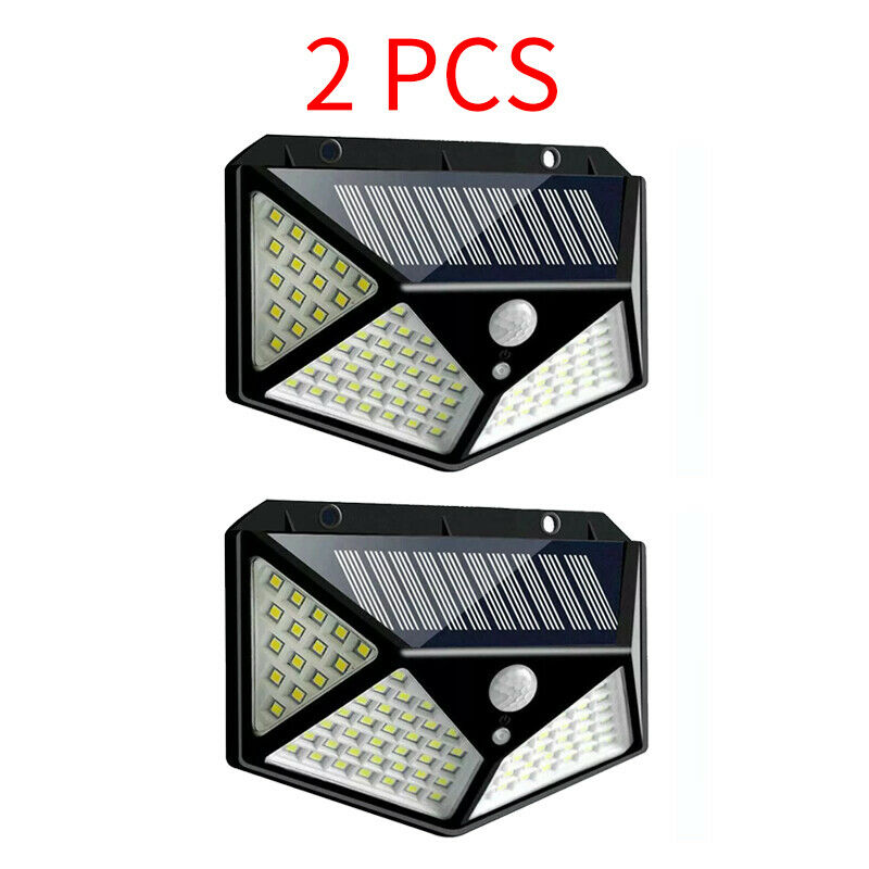 100 LED Solar Powered PIR Motion Sensor Wall Lights Outdoor Garden Security Lamp