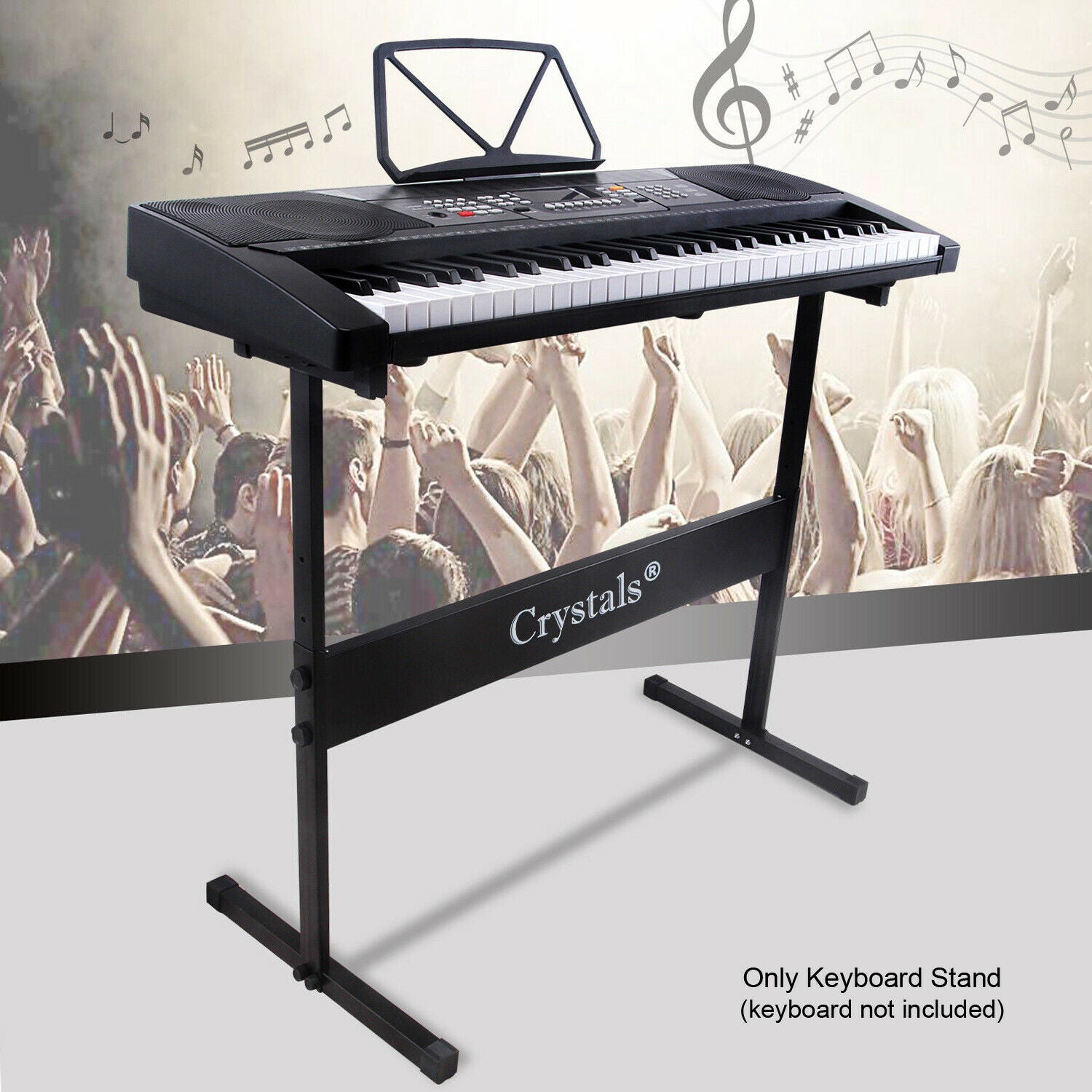 HEIGHT ADJUSTABLE RECTANGULAR FRAME FULL SIZE MUSIC PIANO KEYBOARD STAND & CHAIR
