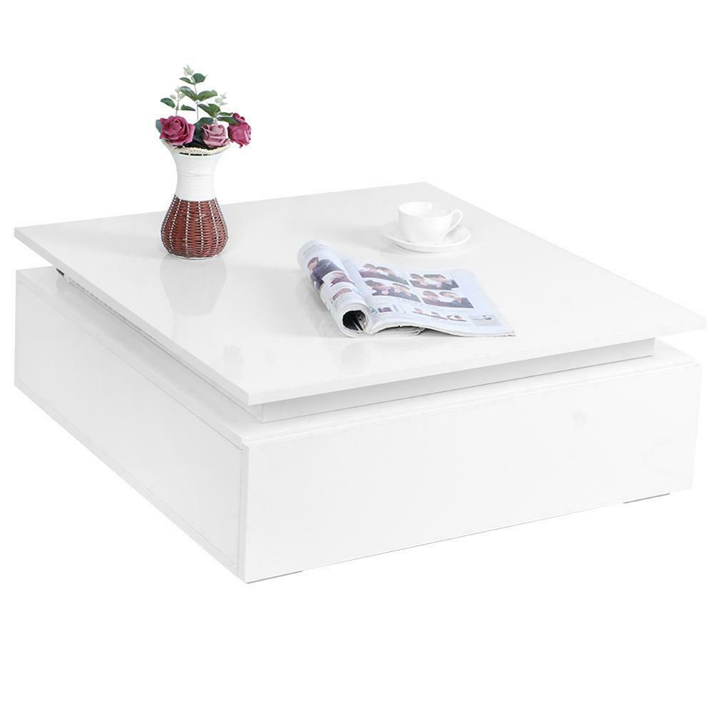 High Gloss RGB LED Coffee Table w/ Drawer Storage Modern Living Room Furniture