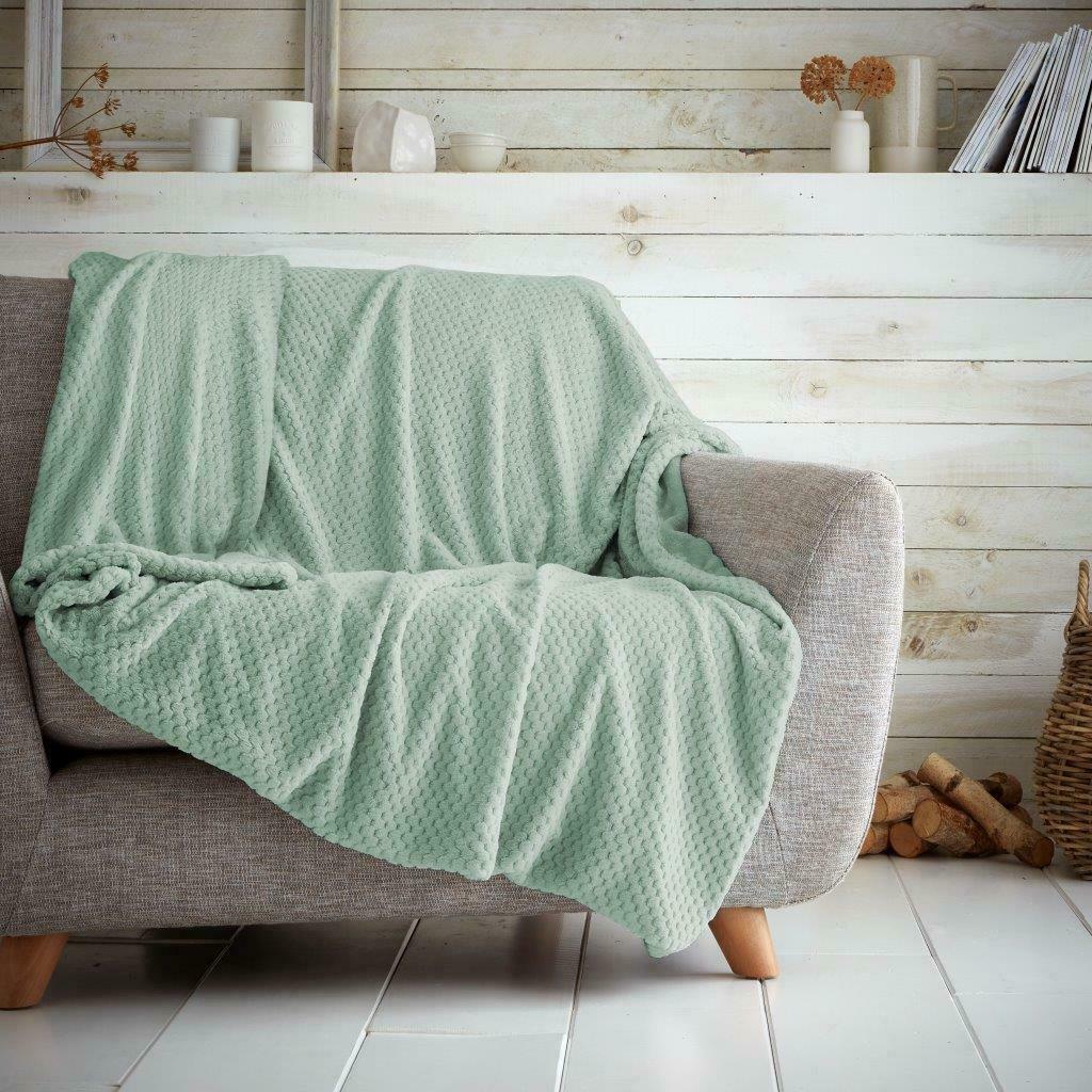 LUXURY TEDDY FLEECE POPCORN THROW OVER FOR SOFA BED BLANKET TRAVEL WARM & COSY