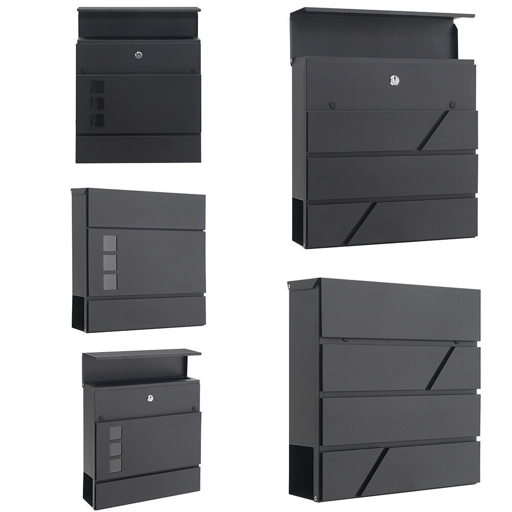 Home Garden Mail Box Lockable Post Letter Box w/Keys Door Porch Galvanised Steel