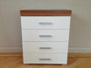 Chest of 4 Drawers in White & Walnut Bedroom Furniture Modern * BRAND NEW*