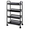 3/4 Tier Rolling Cart Kitchen Bathroom Storage Trolley Rack Metal Mesh Shelf