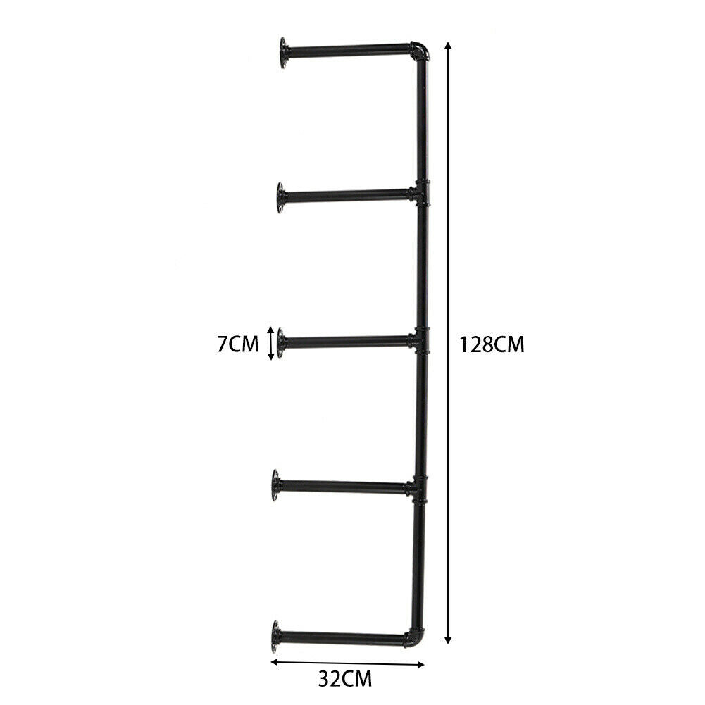 3-5.5 Tier Industrial Wall Rack Pipe Hanging Storage Display Shelving Bracket UK