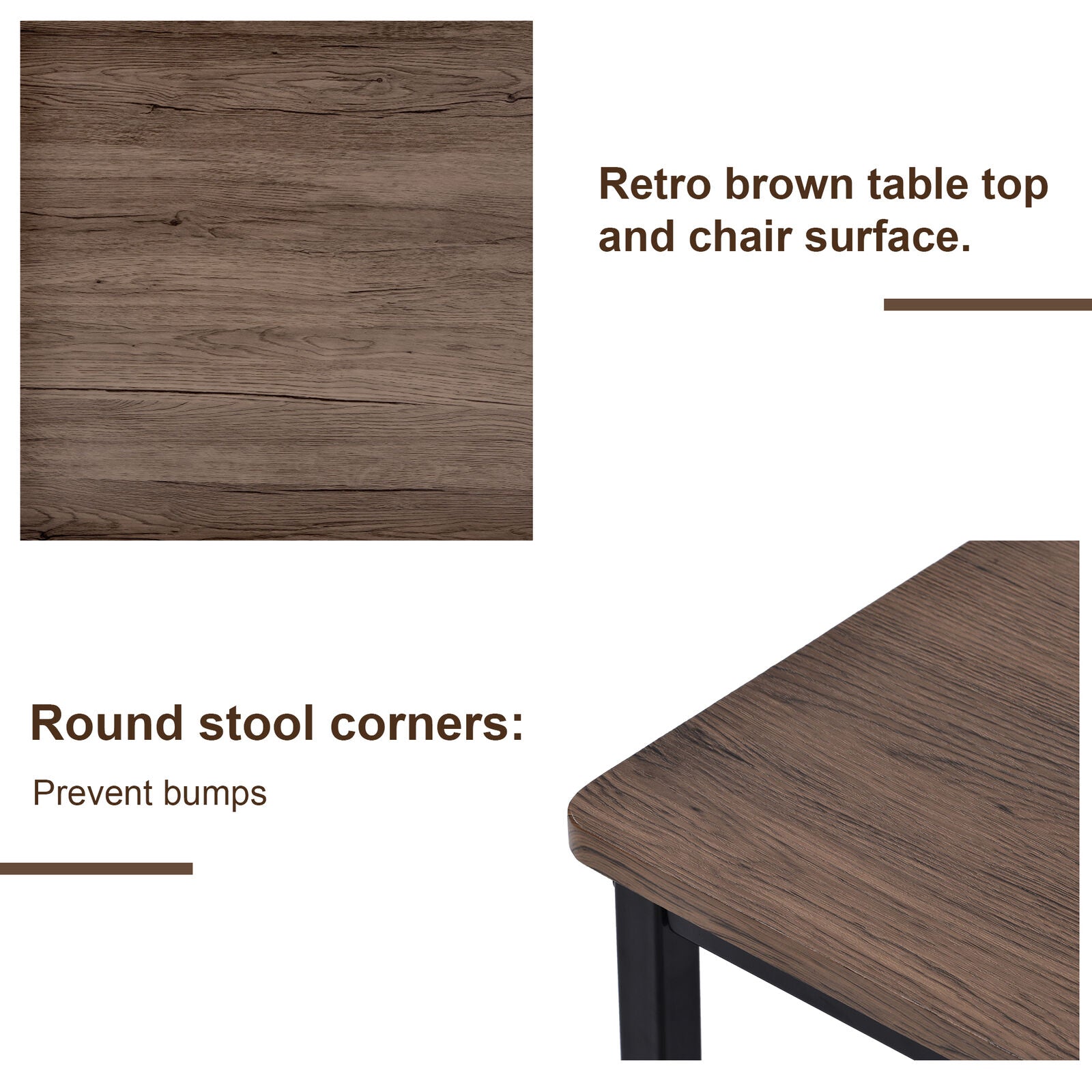 Breakfast Bar Dining Table and 2 High Chairs Stools Kitchen Dining Room Modern