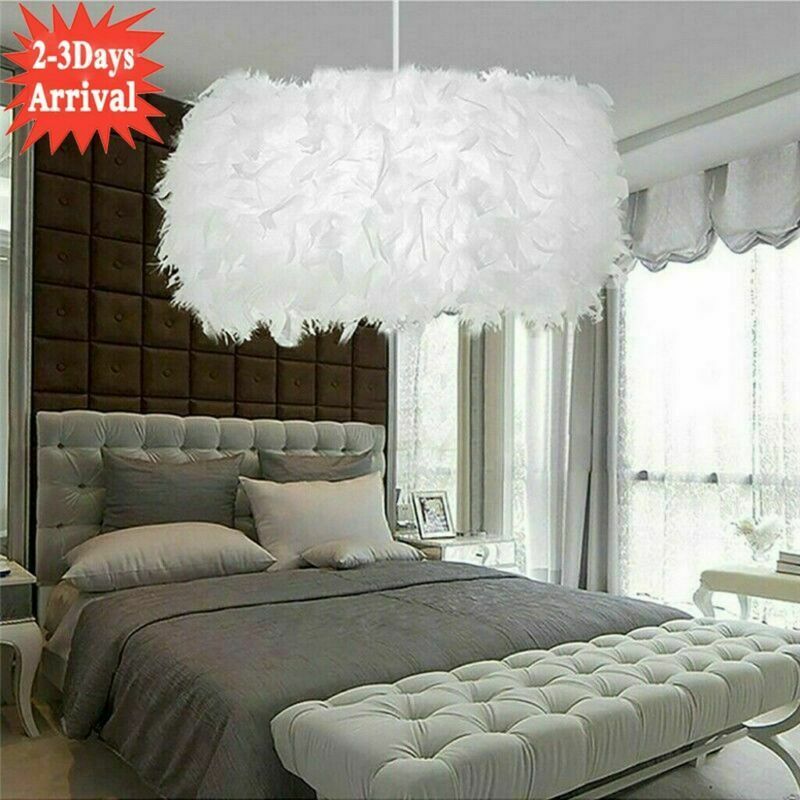 Feather Light Shade Ceiling Pendant Living Bedroom Nordic Style Lampshade Morden