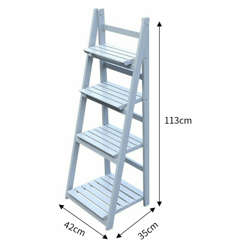 3 / 4 Tier Wooden Ladder Shelf Display Stand Unit Home Plant Flower Book Shelves