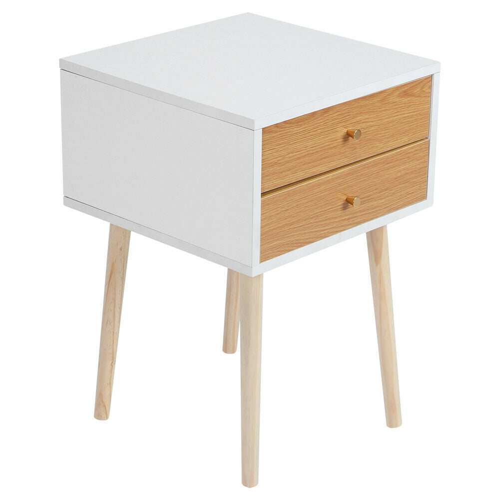 2 Drawer Wooden Bedside Table Cabinet Nightstand Storage Bedroom Furniture UK
