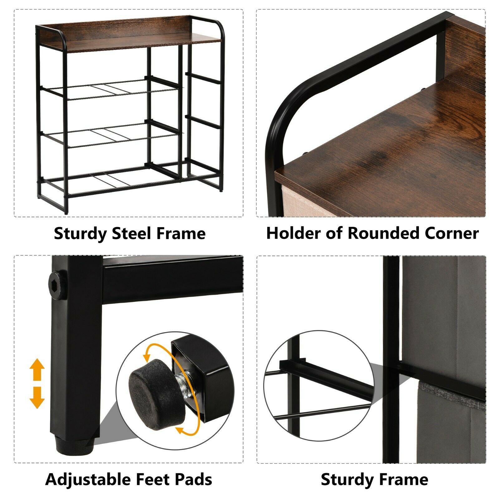 Bedside Cabinet Storage Unit Chest Of 7 Drawers Steel Frame Non-woven fabric