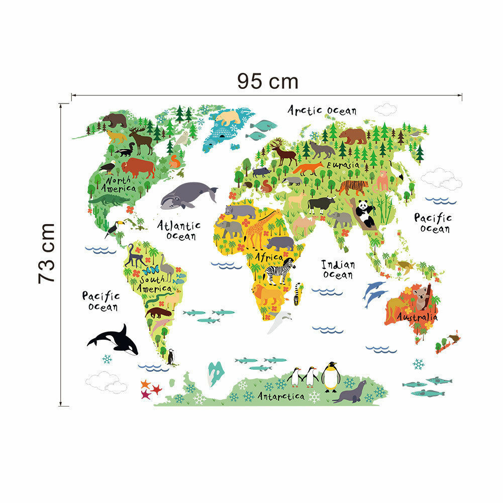 Children Wall Sticker Bedroom Kids Baby Room Educational World Map Classroom UK