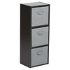 3 Tier Black Bookcase Wooden Display Shelving Unit & Fabric Storage Box