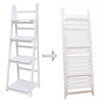 White Wooden Ladder Shelf 4 Tiers Plant Stand Folding Display Bookshelf Rack UK