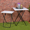Folding Side Table Patio Indoor Outdoor Furniture Coffee Drink Summer Metal Legs