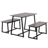 4-Seater Dining Table Set with 2 Benches Breakfast Kitchen Furniture Steel Frame