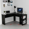 L-shaped Corner Computer Desk PC Table Workstation Home Office Furniture Black