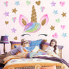 HIGH QUALITY UNICORN HEAD Wall Stickers Rainbow Decor Cute Pink Nursery Kid Room