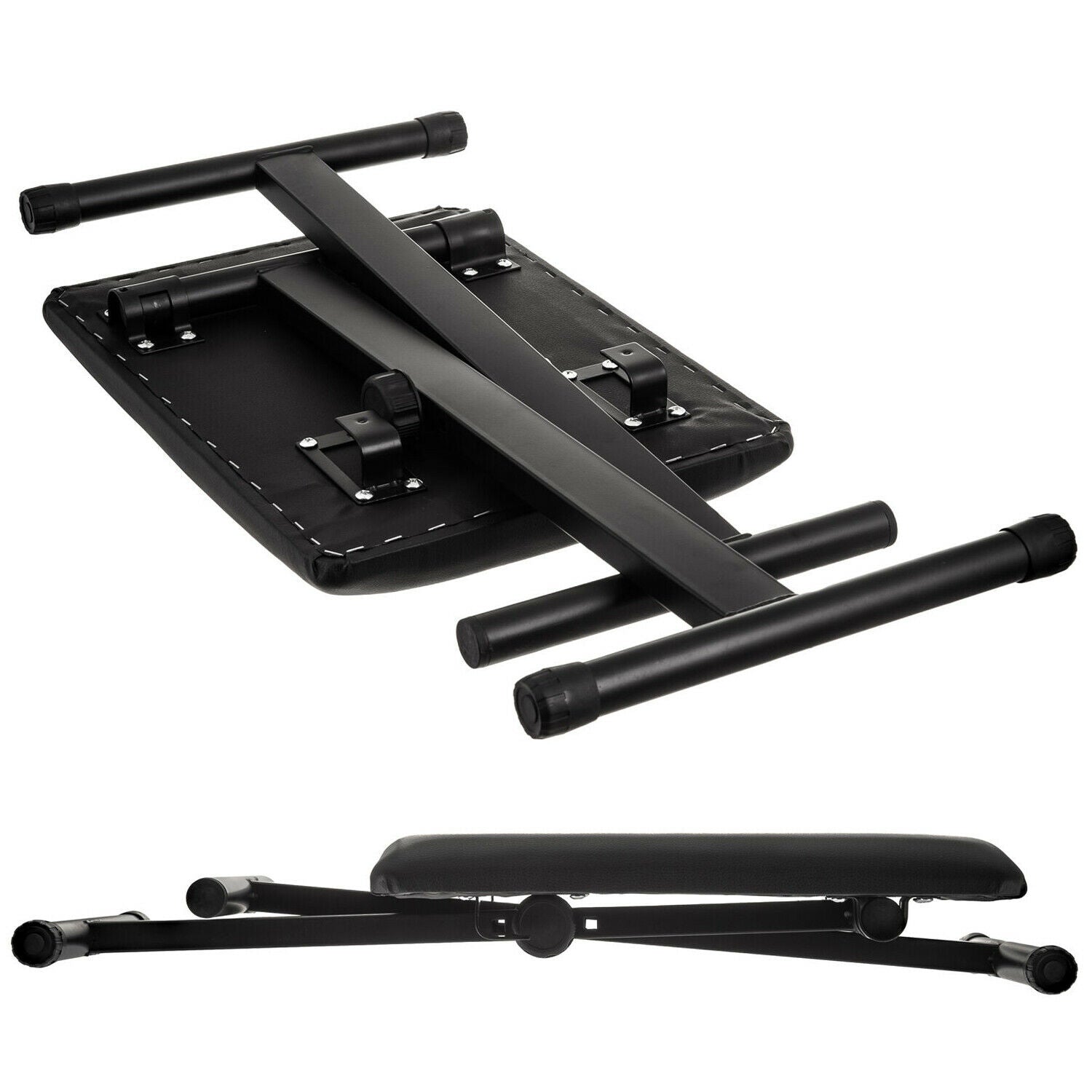 HEIGHT ADJUSTABLE RECTANGULAR FRAME FULL SIZE MUSIC PIANO KEYBOARD STAND & CHAIR
