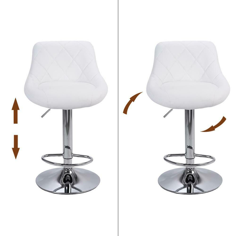 2pcs Bar Stools Breakfast Swivel Gas Lift Kitchen Stools Leather Chairs Comfort